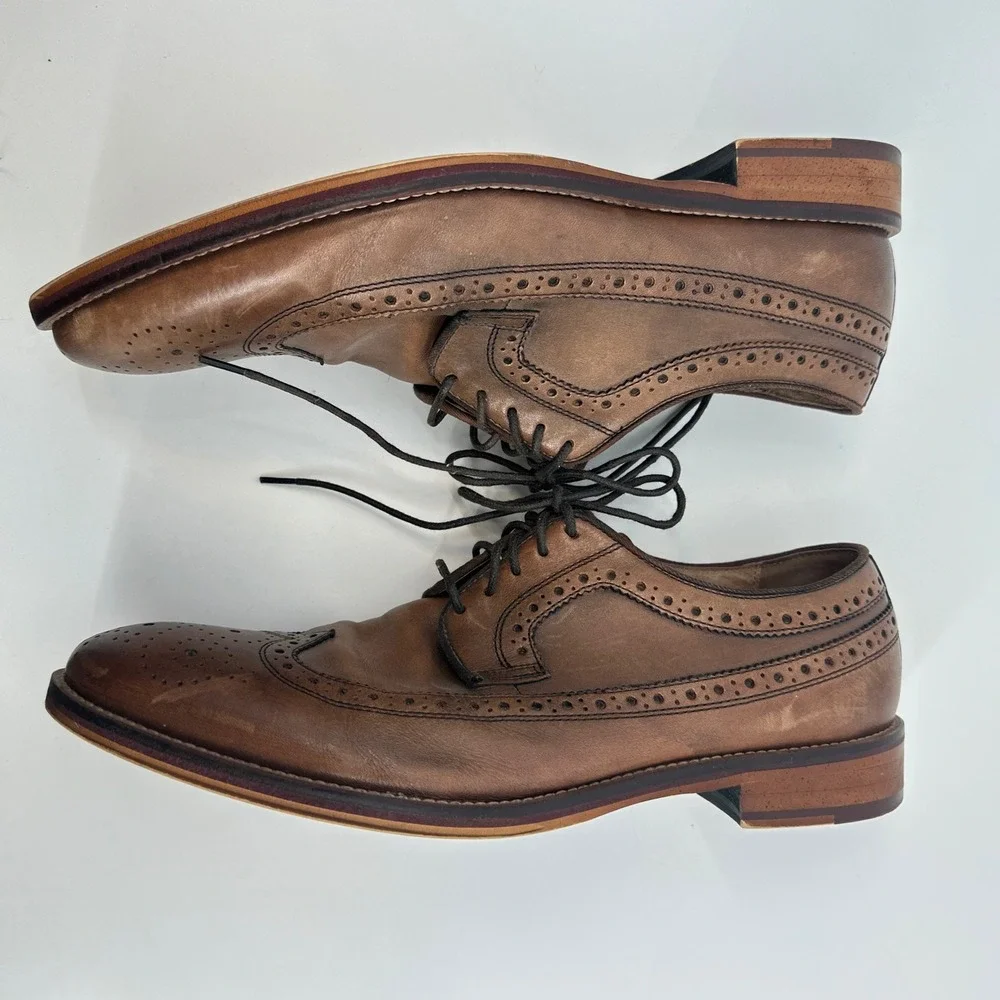 Johnston & Murphy Wingtip Oxford Shoes Brown Leather Men's 11.5M Lace‎ Up Brogue